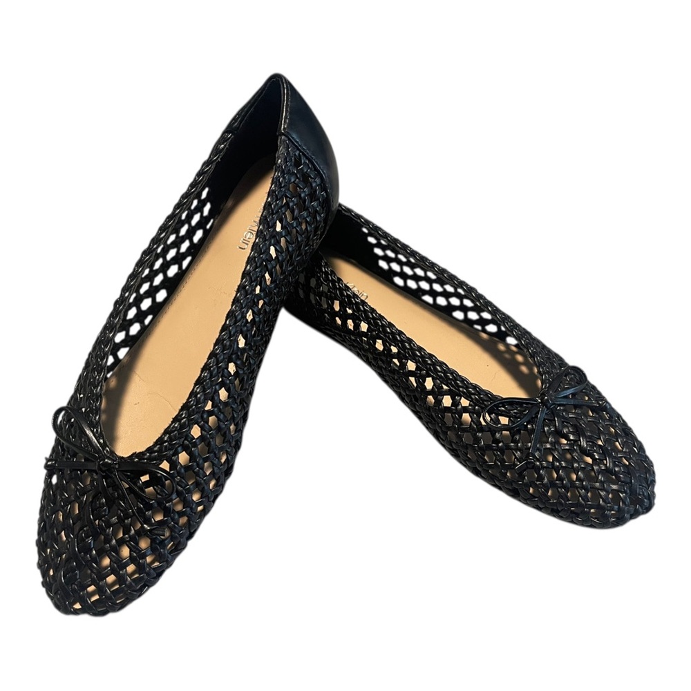 Calvin Klein Zatoria Woven Ballet Flats Black Vegan Leather Size 6 M